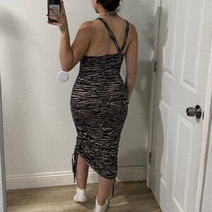 Women’s ACOA Zebra Print Y2K Vintage Dress Maxi Size Medium‎ M  Brown